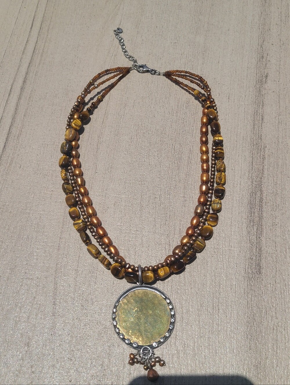 Silpada Tiger's Eye and Bronze Pearl multi-strand necklace N1838